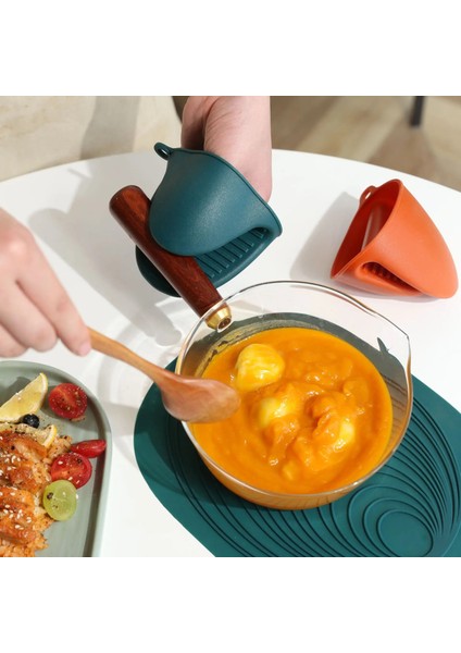 Yeşil Yarım Palmiye Haşlanma Önleyici Eldiven Modern Minimalist Silikon Isı Yalıtımı Pişirme El Kulak Placemat (Yurt Dışından) fırsatları