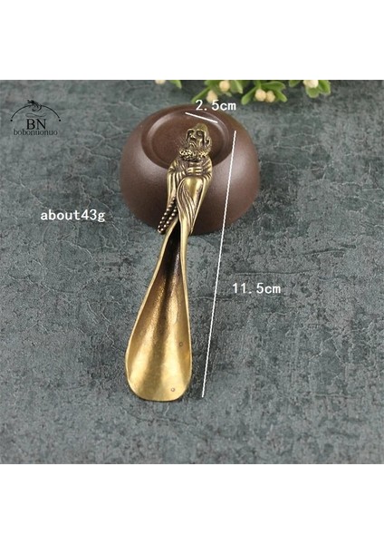 Dharma Head Vintage Pirinç Bakır Geyik Dharma Head Çay Kaşığı Kürek Kahve Siyah Çay Kaşığı Toz Çay Kaşığı Teaware Çay Töreni Dondurma (Yurt Dışından)