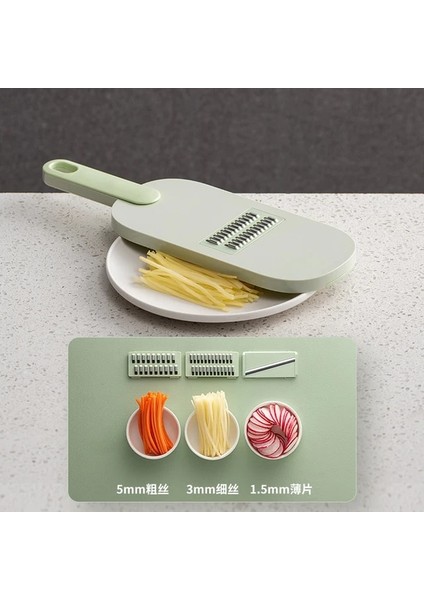 Yeşil - Üç Bıçaklı 3'ü 1 Arada / 6'sı 1 Çok Fonksiyonlu Sebze Dilimleyici Kesici Öğütücüler El Koruyuculu Dilimleyici Meyve Patates Doğrayıcı Havuç Rendesi (Yurt Dışından)