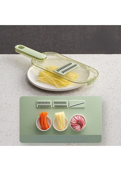 Yeşil - Üç Bıçaklı 3'ü 1 Arada / 6'sı 1 Çok Fonksiyonlu Sebze Dilimleyici Kesici Öğütücüler El Koruyuculu Dilimleyici Meyve Patates Doğrayıcı Havuç Rendesi (Yurt Dışından) indirimleri