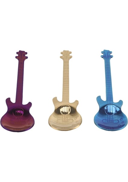 Gül Altın Paslanmaz Çelik Gitar Şekilli Aşk Kahve Kaşığı Çay Kaşığı Çocuk Kaşık Yeni Güzel 7 Renk Kahve Çay Kullanımı (Yurt Dışından)