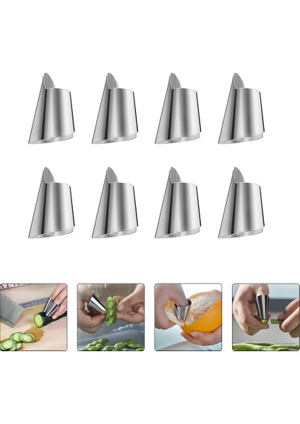 Gümüş 4x2.5x1.5cm Parmak Koruyucu Kesme Başparmak Mutfak Sheller Guard Deniz Ürünleri Doğrama Tırnak Sebze Çelik Paslanmaz Gıda Soyucu Araçları (Yurt Dışından)