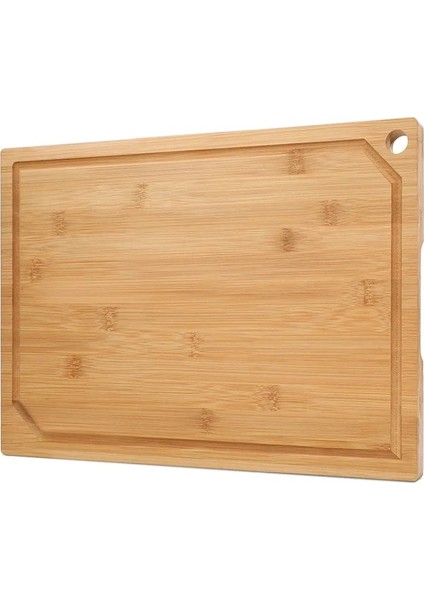 Bambu 28X18X1.2CM Bambu Kesme Tahtası Mutfak Için, Ağır Hizmet Tipi Ahşap Kesme Tahtası Suyu Oluk Ekmek Sebze Meyve Kesim Mutfak Malzemeleri (Yurt Dışından)