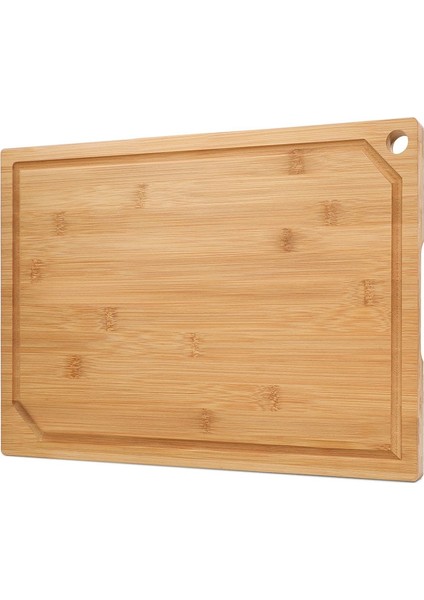 Bambu 28X18X1.2CM Bambu Kesme Tahtası Mutfak Için, Ağır Hizmet Tipi Ahşap Kesme Tahtası Suyu Oluk Ekmek Sebze Meyve Kesim Mutfak Malzemeleri (Yurt Dışından)