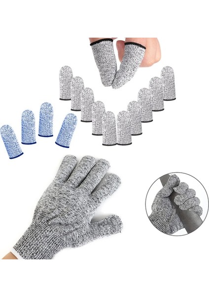 Xl 1 Çift 10 Adet/1 Çift Güvenlik Kesilmeye Dayanıklı Eldiven Parmak Kollu Mutfak Bahçe Çizilmeye Dayanıklı Kesme Başparmak Bıçak Parmak Koruyucusu (Yurt Dışından)