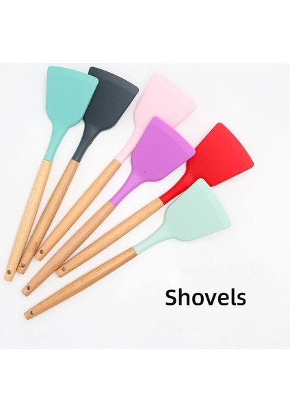 Kürek 1 Pc Açık Yeşil Spatula Silikon Maşa Kaşık Klip Gıda Kepçe Mutfak Aksesuarları Alet Gereçler Aracı Pasta Pişirme Dil Seti Ahşap Barbekü Kelepçesi (Yurt Dışından)