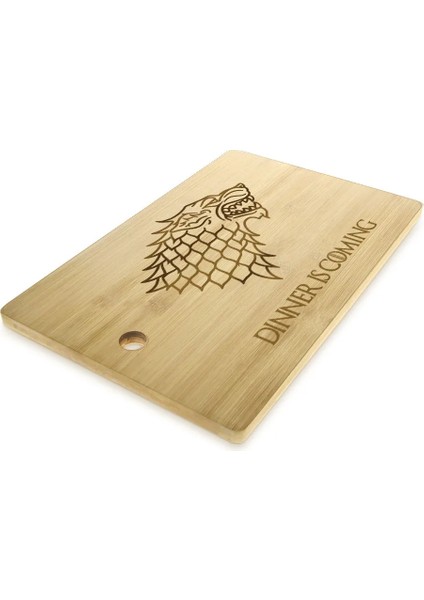 330X210MM Akşam Yemeği Geliyor Kişiselleştirilmiş Kesme Tahtası Direwolf Mutfak Ev Dekor Lazer Kazınmış Ev Stark Bambu Özel Doğrama Bloğu (Yurt Dışından) fırsatları