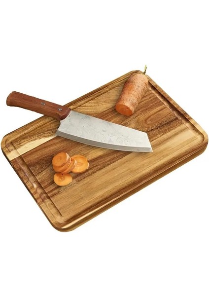 35X25X2 cm Ahşap Mutfak Kesme Tahtası Derin Oluklu Pizza Tahtası Meyve Sebze Et Kesme Tahtası Mutfak Aksesuarları (Yurt Dışından)