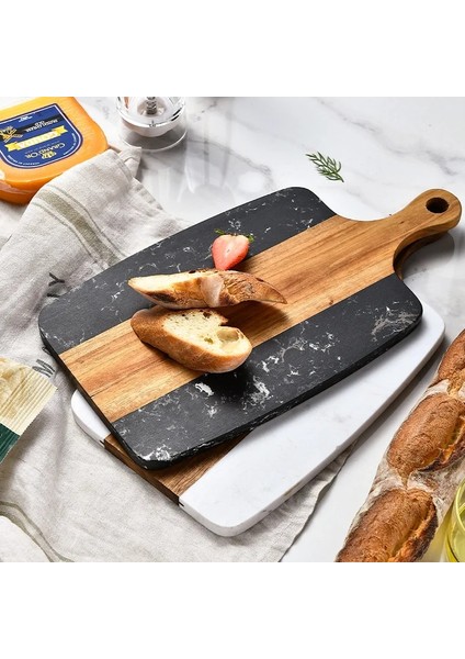 Beyaz 1 Adet Kaliteli Mutfak Ahşap Doğrama Blokları Akasya Kesme Tahtası Pizza Ekmek Meyve Suşi Tepsisi Asılabilir Kaymaz Mutfak Gereçleri (Yurt Dışından)