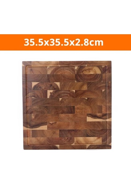 35.5X35.5X2.8CM Profesyonel Kare Uçlu Tahıl Kesme Tahtası, Premium Servis Sebze Et Mutfağı Doğrama Kasap Bloğu, Akasya Ahşap 13.5" (Yurt Dışından)