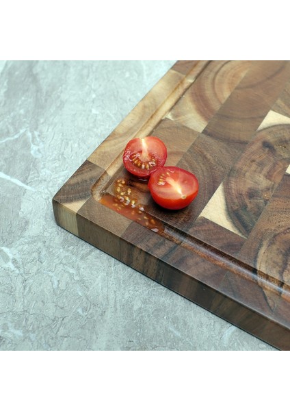 35.5X35.5X2.8CM Profesyonel Kare Uçlu Tahıl Kesme Tahtası, Premium Servis Sebze Et Mutfağı Doğrama Kasap Bloğu, Akasya Ahşap 13.5" (Yurt Dışından) indirimleri