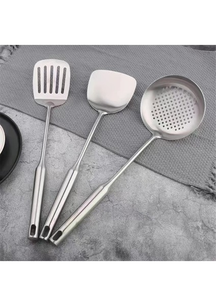 C3 304 Paslanmaz Çelik Spatula Çorba Kaşığı Oluklu Büyük Kevgir Kepçeli Içi Boş Kolu Pişirme Küreği Mutfak Gereçleri Aksesuarları (Yurt Dışından)