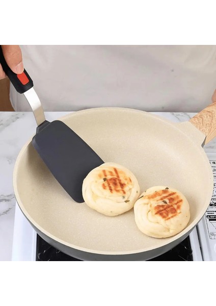 D Spatula Isıya Dayanıklı Yapışmaz Biftek Spatula Gıda Sınıfı Rahat Kavrama Ergonomi Silikon Mutfak Pişirme Spatula (Yurt Dışından)
