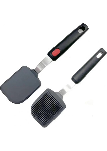D Spatula Isıya Dayanıklı Yapışmaz Biftek Spatula Gıda Sınıfı Rahat Kavrama Ergonomi Silikon Mutfak Pişirme Spatula (Yurt Dışından)