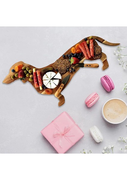 Ahşap Renk Kesme Tahtası Hayvan Şekli Anti-Deforme Kesim Meyve Sevimli Dachshund Köpek Yemek Tabağı Kesme Tahtası Anaokulu Mutfak Malzemeleri (Yurt Dışından)