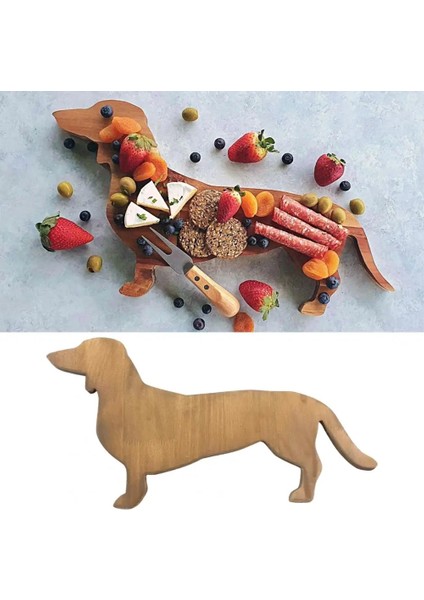 Ahşap Renk Kesme Tahtası Hayvan Şekli Anti-Deforme Kesim Meyve Sevimli Dachshund Köpek Yemek Tabağı Kesme Tahtası Anaokulu Mutfak Malzemeleri (Yurt Dışından)