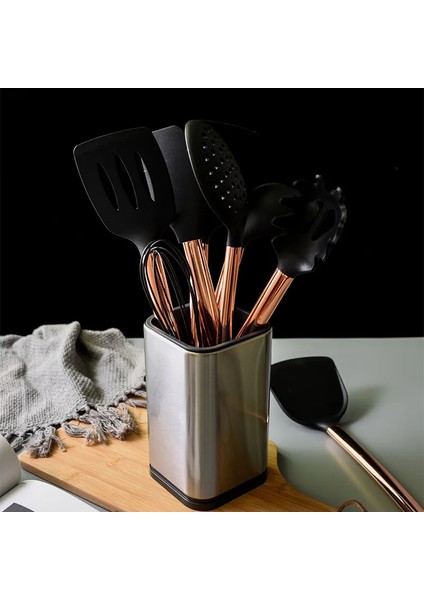 G Silikon Paslanmaz Çelik Mutfak Eşyaları Seti Yaratıcı Gül Altın Kaşık Yapışmaz Spatula Kürek Yumurta Çırpıcı Pişirme Pişirme Araçları (Yurt Dışından)