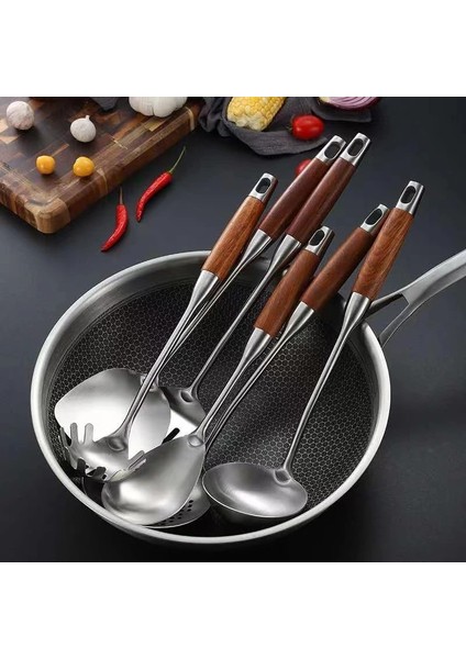 D1 Paslanmaz Çelik Wok Spatula Gül Ağacı Saplı Pişirme Spatula Gadjets Mutfak Eşyaları Aksesuarları Oluklu Turner Pirinç Kaşığı (Yurt Dışından) fırsatları