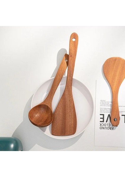 Stil 3 Doğal Ahşap Ev Yemek Kaşığı Spatula Mutfak Eşyaları Seti Yapışmaz Ahşap Spatula Pişirme Spatula Çorba Kaşığı Spatula (Yurt Dışından) fırsatları