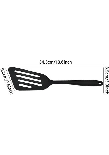 Siyah Mutfak Silikon Çeviriciler Yapışmaz Yemek Kaşıkları Çok Kullanımlı Yumurta Balık Kızartma Spatula Pişirme Kızarmış Kürek Kepçe Oluklu Mutfak Eşyaları (Yurt Dışından)