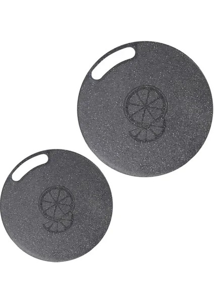 2 Adet 35CM ve 31CM Kurulu Kesme Doğrama Tahtası Panoları Mutfak Yuvarlak Siyah Set Sebze Büyük Granit Mini Içbükey Meyve (Yurt Dışından)