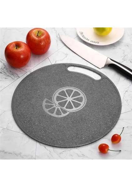 2 Adet 35CM ve 31CM Kurulu Kesme Doğrama Tahtası Panoları Mutfak Yuvarlak Siyah Set Sebze Büyük Granit Mini Içbükey Meyve (Yurt Dışından)