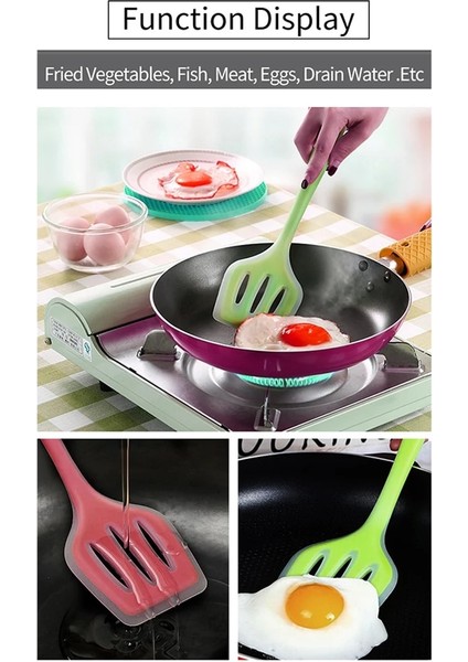 Yeşil Silikon Mutfak Gereçleri Yapışmaz Set Pişirme Gereçleri Araçları Yumurta Balık Kızartma Tavası Kepçe Kızarmış Kürek Spatula Pişirme Gereçleri (Yurt Dışından) fırsatları