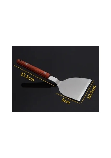 19 Mutfak Spatula Ahşap Saplı Izgara Turner Paslanmaz Çelik Metal Kazıma Gözleme Teppanyaki Hibachi Kalbur Pişirme Gereçler (Yurt Dışından)