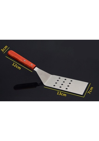 Stil 5 Paslanmaz Çelik Kızarmış Kürek Spatula Biftek Pizza Açgözlü Kesiciler Maça Pasta Pişirme Araçları Ahşap Saplı Mutfak Spatula (Yurt Dışından)