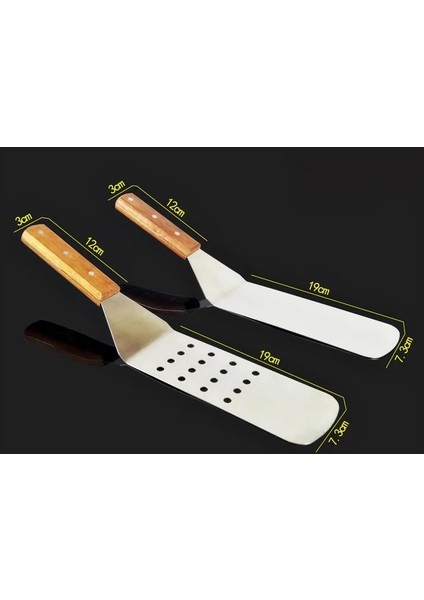 27 Paslanmaz Çelik Kızarmış Kürek Spatula Biftek Pizza Kavrama Kesiciler Maça Pasta Pişirme Araçları Ahşap Saplı Mutfak Spatula (Yurt Dışından)