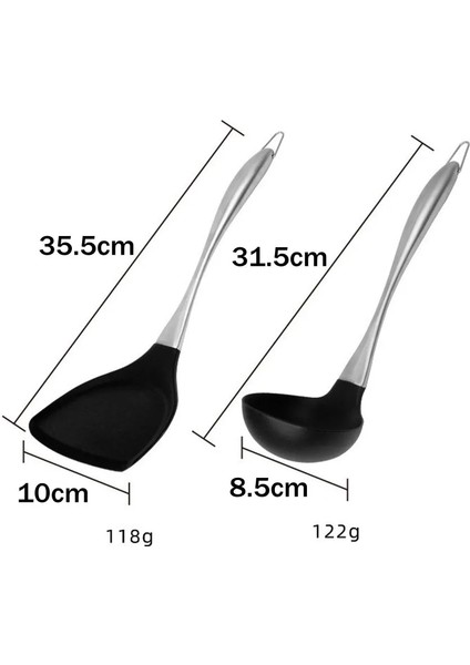 Kaşık M Mutfak Eşyası Çeviriciler Spatula Isıya Dayanıklı Paslanmaz Çelik Saplı Silikon Kaşık Kazıyıcı Tava Spatula (Yurt Dışından) fırsatları