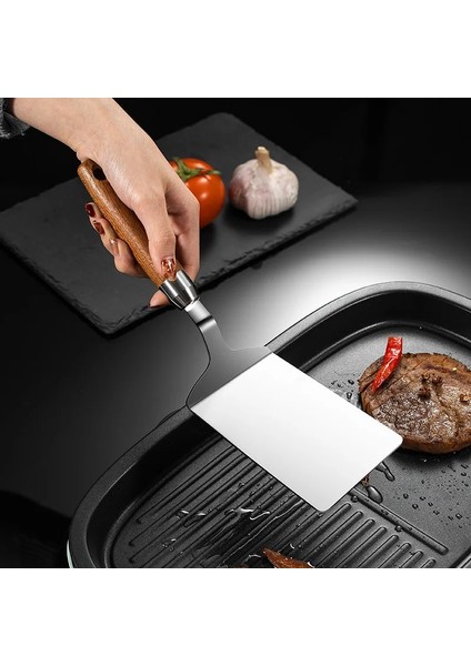 Stil 1 Paslanmaz Çelik Barbekü Izgara Biftek Spatula Ahşap Saplı Kazıyıcı Kızarmış Pizza Pişirme Kürek Balık Tuner Ev Mutfak Pişirme Aracı (Yurt Dışından) modelleri