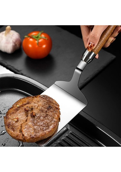 Stil 1 Paslanmaz Çelik Barbekü Izgara Biftek Spatula Ahşap Saplı Kazıyıcı Kızarmış Pizza Pişirme Kürek Balık Tuner Ev Mutfak Pişirme Aracı (Yurt Dışından) indirimleri