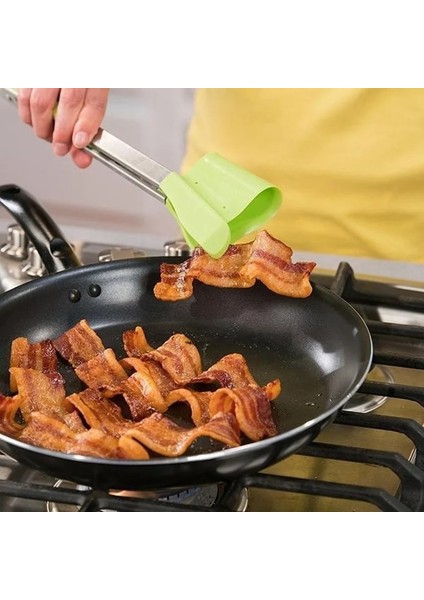 Kırmızı 9 Inç 2 In 1 Mutfak Spatula ve Maşa Yapışmaz Isıya Dayanıklı Paslanmaz Çelik Gıda Maşası Çerçeve Silikon Maşa Mutfak Aletleri Gadget (Yurt Dışından) modelleri