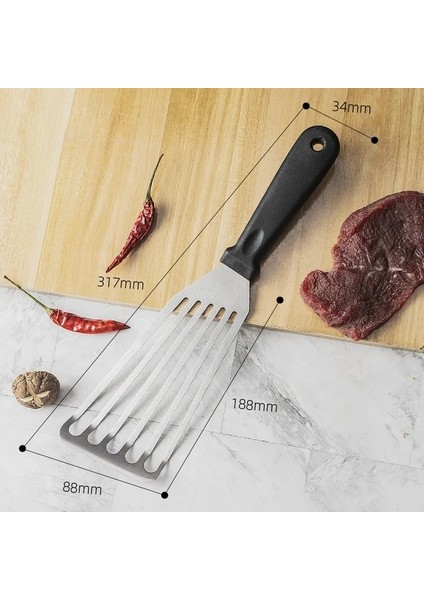 Bir Mutfak Kızartma Spatula Kaymaz Paslanmaz Çelik Oluklu Turner ve Balık Spatula Sızdıran Kürek Balık Dilimi Mutfak Aksesuarları (Yurt Dışından)
