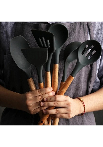 03 Mutfak Spatula Çorba Kaşığı Kevgir Silikon Spatula Pişirme Küreği Yapışmaz Spatula Mutfak Silikon Pişirme Gereçler Seti (Yurt Dışından) indirimleri