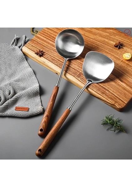 Turner Paslanmaz Çelik Turner ve Çorba Kaşığı Kepçe Ahşap Saplı Pişirme Aracı Uzun Saplı Büyük Mutfak Pişirme Gereçleri Duvara Asmak (Yurt Dışından) fiyatları