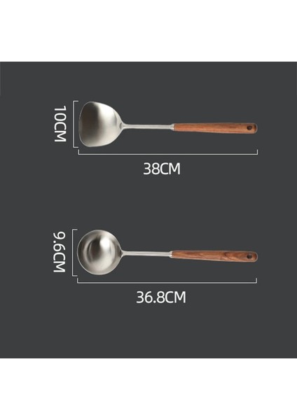 Turner Paslanmaz Çelik Turner ve Çorba Kaşığı Kepçe Ahşap Saplı Pişirme Aracı Uzun Saplı Büyük Mutfak Pişirme Gereçleri Duvara Asmak (Yurt Dışından) modelleri