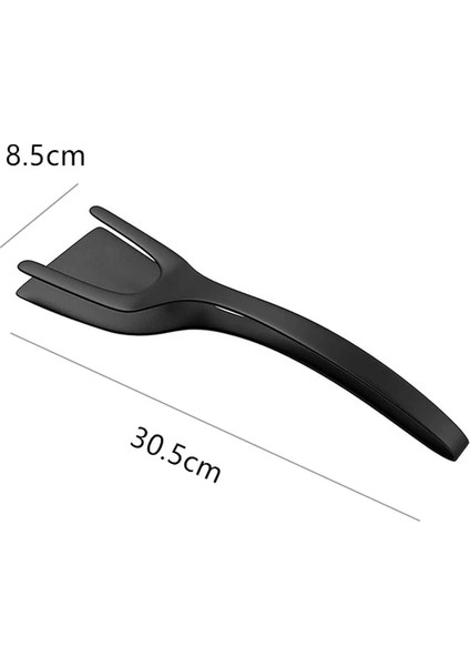 Siyah 2 In 1 Gıda Spatula Maşa Silikon Yapışmaz Kızarmış Yumurta Pişirme Turner Araçları Barbekü Ekmek Klip Kelepçe Ev Mutfak Eşyası (Yurt Dışından)