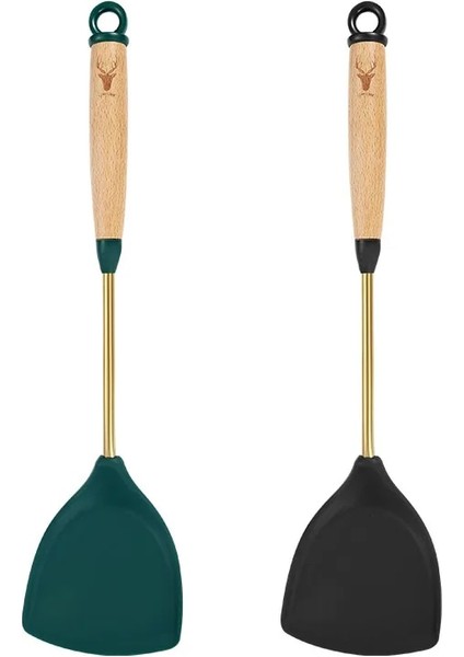 Siyah Yeni Ev Ahşap Saplı Silikon Spatula Yapışmaz Tava Özel Pişirme Spatula Yüksek Sıcaklığa Dayanıklı Mutfak Tencere (Yurt Dışından) fiyatları