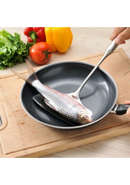 Ahşap Saplı Paslanmaz Çelik Geniş Balık Spatula Turner Uzun Saplı Mutfak Metal Spatula Kızartma Balık Et Yumurta Krep Için (Yurt Dışından) modelleri