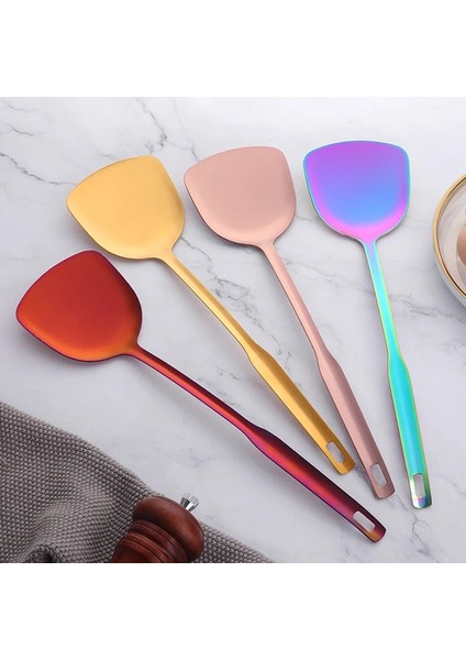 No.2 Yapışmaz Tencere Spatula Paslanmaz Çelik Uzun Saplı Düz Kürek Altın Pişirme Araçları Mutfak Eşyaları Tavada Kızartılmış Kızarmış Balık Yumurta (Yurt Dışından)