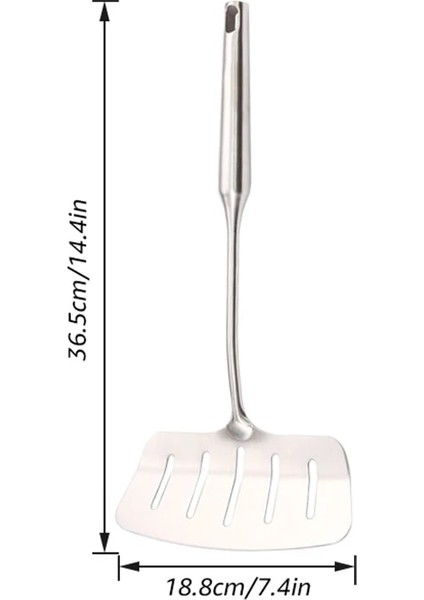 C 304 Paslanmaz Çelik Balık Spatulası, Uzun Saplı / Biftek Balıkları Için Oluklu Döndürücü - Mutfak Kızartma ve Izgara Aletleri (Yurt Dışından)
