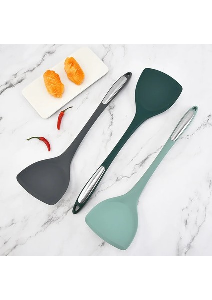 Açık Yeşil Silikon Spatula Isıya Dayanıklı Gıda Sınıfı Yapışmaz Kızartma Tavası Pişirme Küreği Çorba Kaşığı Süzgeç Kevgir Mutfak Eşyaları (Yurt Dışından) fırsatları