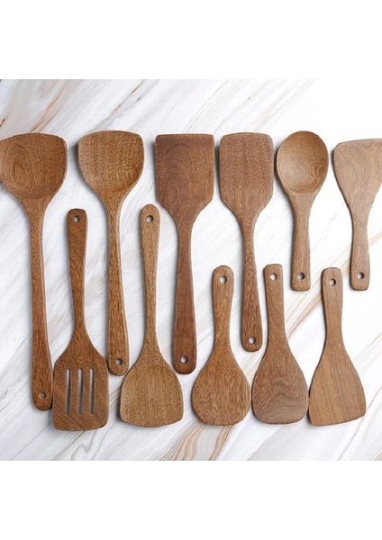 11 Tür Çevre Dostu Yapışmaz Ahşap Kürek Spatula Turner Kızarmış Kürek Pişirme Mutfak Eşyaları Kürek Pratik Mutfak Aletleri (Yurt Dışından)