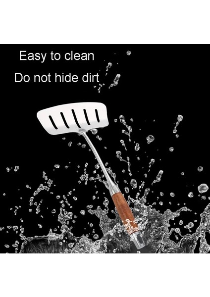 B 1 Adet Paslanmaz Çelik Balık Kızartma Spatula Yumurta Tava Kepçe Yapışmaz Uzun Ahşap Saplı Biftek Oluklu Düz Kürek Mutfak Pişirme Araçları (Yurt Dışından) fırsatları