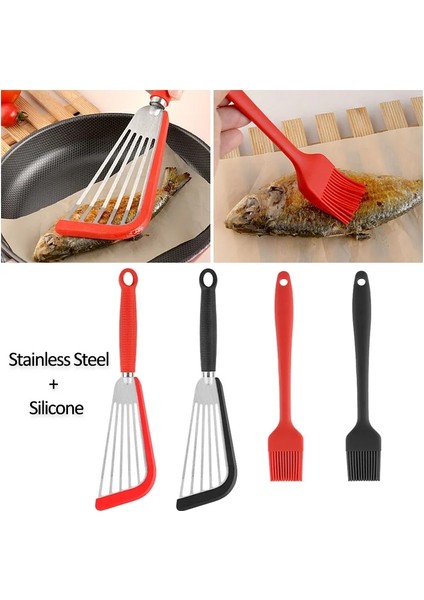 Siyah Set Paslanmaz Çelik Biftek Kızartma Küreği Yağ Fırçası Anti-Haşlanma Silikon Balık Küreği Mutfak Aksesuarları Mutfak Eşyaları Alet (Yurt Dışından) fiyatları