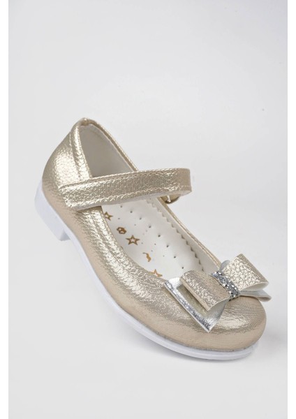 Kız Çocuk Ayakkabı Altın Renk Düz Topuklu
