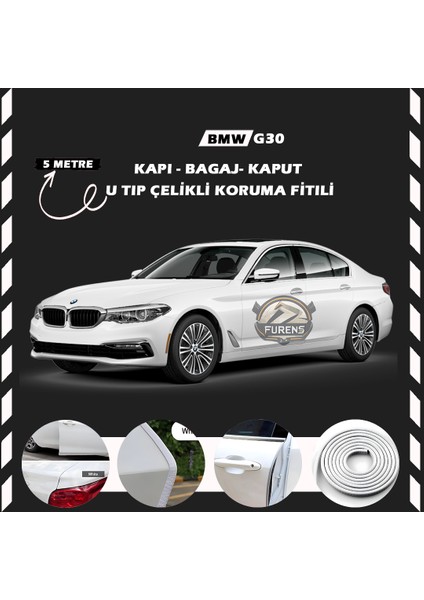 Bmw G30 Oto Araç Kapı Koruma Fitili 5metre Parlak Beyaz Renk