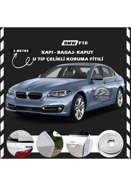 Bmw F10 Oto Araç Kapı Koruma Fitili 5metre Parlak Beyaz Renk